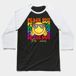 Peace Out Preschool Graduation Kids Smile Face Baseball T-Shirt